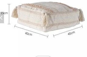 Πουφ με Γέμιση 40x40xΗ15cm Καφέ-Λευκό Καραβόπανο Etoile MB-2023