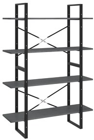 vidaXL Βιβλιοθήκη με 4 Ράφια Γκρι 100x30x140 εκ. από Μασίφ Ξύλο Πεύκου