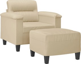 vidaXL Πολυθρόνα Κρεμ 60 εκ. από Ύφασμα Μικροϊνών με Υποπόδιο