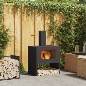 vidaXL Φούρνος με Καμινάδα Μαύρος 60x40x96 εκ Ατσάλι