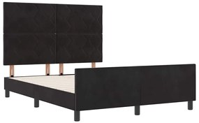vidaXL Σκελετός Κρεβατιού με κεφαλάρι Μαύρο 140 x 190 cm Βελούδο