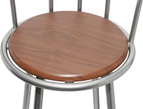 vidaXL Σκαμπό Μπαρ 2 τεμ. Καφέ Ατσάλινα