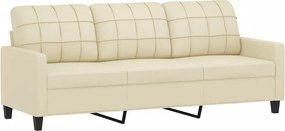 vidaXL Πολυθρόνες Σετ 4 Τεμαχίων Κρεμ Συνθετικό Δέρμα με Μαξιλάρια