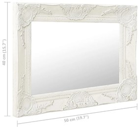 Καθρέφτης Τοίχου με Μπαρόκ Στιλ Λευκός 50 x 40 εκ. - Λευκό