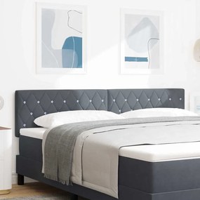 vidaXL Κεφαλάρι με κουμπί από κρύσταλλο, tufted, σκούρο γκρι, 180 εκ. βελούδο