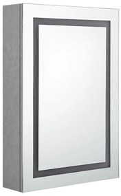 vidaXL Καθρέφτης Μπάνιου Ντουλάπι & Φωτισμό LED Γκρι Σκυρ. 50x13x70εκ