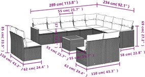vidaXL Σετ Καναπέ Κήπου 13τεμ Μπεζ Συνθ. Ρατάν με Μαξιλάρια
