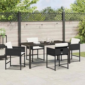 vidaXL Σέτ φαγητού για κήπο με μαξιλάρι 5 pcs Μαύρο Πολυ ράταν