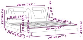 Πλαίσιο Κρεβατιού με Κεφαλάρι Γκρι 200x200 εκ. Συνθετικό Δέρμα - Γκρι