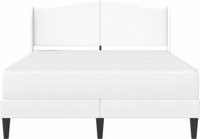 vidaXL Σκελετός Κρεβατιού με κεφαλάρι Λευκό 140 x 190 cm Τεχνητό Δέρμα