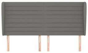 Κεφαλάρι με Πτερύγια Σκούρο Γκρι 183x23x118/128 εκ. Υφασμάτινο - Γκρι