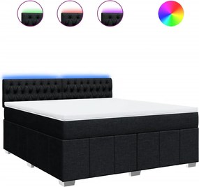 vidaXL Κρεβάτι Boxspring με Στρώμα Μαύρο 180x200 εκ. Υφασμάτινο