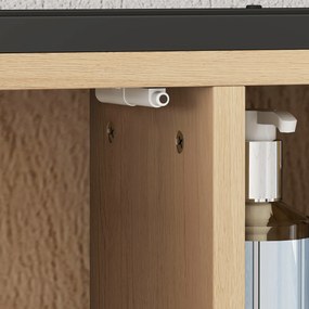 Ντουλάπι καθρέφτη μπάνιου 6 Ανοιχτά διαμερίσματα 3 επιπέδων Ράφι Επιτοίχια Δρυς