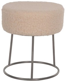 Σκαμπό Karlo HM8411.23 Φ35x41cm Με Ασημί Βάση &amp; Μπουκλέ Ύφασμα White Metal, Fabric