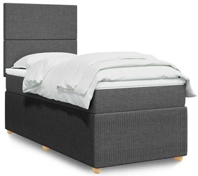 vidaXL Κρεβάτι Boxspring με Στρώμα Σκούρο Γκρι 90x200 εκ. Υφασμάτινο