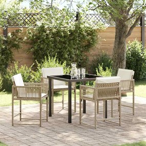 vidaXL Σέτ φαγητού για κήπο 5 pcs Μπεζ συνθετικό ρατάν