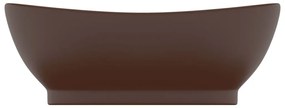 Νιπτήρας με Υπερχείλιση Οβάλ Σκ. Καφέ Ματ 58,5x39 εκ. Κεραμικός - Καφέ