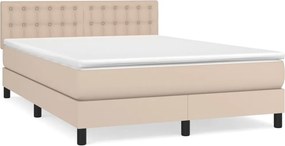 vidaXL Κρεβάτι Boxspring με Στρώμα Καπουτσίνο 140x190εκ.από Συνθ.Δέρμα