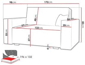 Καναπές κρεβάτι Columbus 193, Αριθμός θέσεων: 2, Αποθηκευτικός χώρος, 85x172x98cm, 70 kg, Πόδια: Ξύλο | Epipla1.gr