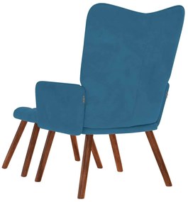 vidaXL Πολυθρόνα Relax Μπλε Βελούδινη με Σκαμπό