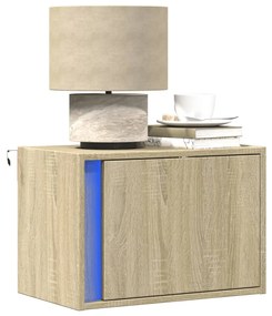 Κομοδίνο Επιτοίχιο με Φώτα LED Sonoma Δρυς