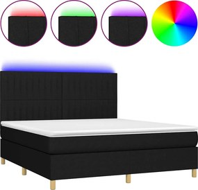 vidaXL Κρεβάτι Boxspring με Στρώμα &amp; LED Μαύρο 180x200 εκ. Υφασμάτινο