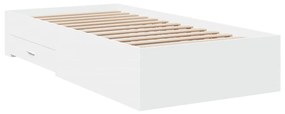 vidaXL Πλαίσιο Κρεβατιού με συρτάρια Λευκό 90x200 εκ Επεξεργ. Ξύλο