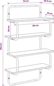vidaXL Ράφι 4-επίπεδο Artisan Δρυς 80 x 24,5 x 104 εκ