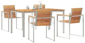 vidaXL Σέτ φαγητού για κήπο 5 pcs Καφέ Στερεό Ξύλο Τίκ