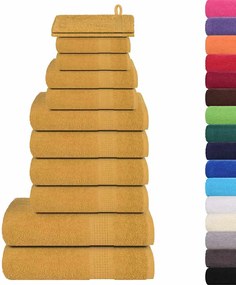 vidaXL Σετ Πετσετών 12 Τεμαχίων FROGN Χρυσό 360 γρ./μ²