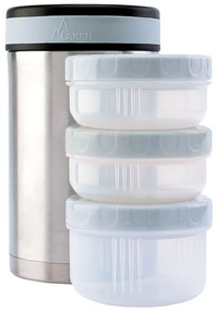 Βρεφικό Θερμός Φαγητού 1.5lt &amp; Φαγητοδοχεία (Σετ) Laken Silver
