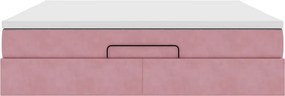 vidaXL Οθωμανικό κρεβάτι με στρώμα ροζ 160x200cm Βελούδο