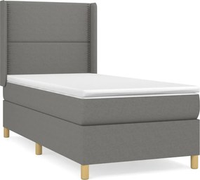 vidaXL Κρεβάτι Boxspring με Στρώμα Σκούρο Γκρι 90x200 εκ. Υφασμάτινο