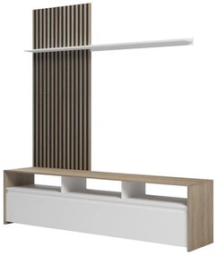 Σύνθετο σαλονιού Delfina σε sonoma με λευκή απόχρωση 190x40x199.5εκ 190x40x199.5 εκ.