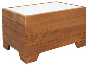 Τραπέζι Otis pakoworld ξύλο οξιάς καρυδί-λευκό μάρμαρο 60x42x35εκ