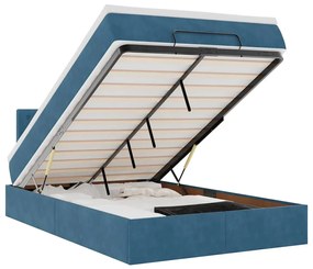 vidaXL Οθωμανικό κρεβάτι με στρώμα&amp;LEDs Σκούρο μπλε 120x200cm Βελούδο