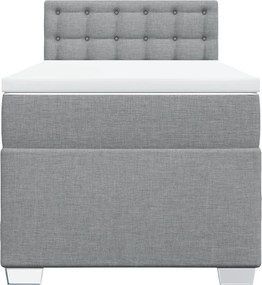 vidaXL Κρεβάτι Boxspring με Στρώμα Ανοιχτό Γκρι 90x200 εκ. Υφασμάτινο