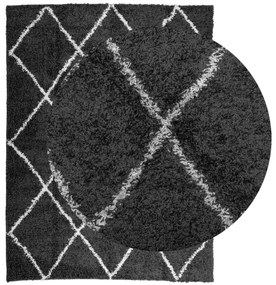 vidaXL Χαλί Shaggy με Ψηλό Πέλος Μοντέρνο Μαύρο και Κρεμ300 x 400 εκ.