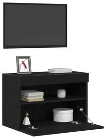 vidaXL Ντουλάπα Τοίχου για TV με Φωτιστικά LED Μαύρη Δρυς 60x30x40 εκ.