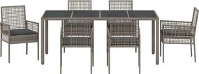 vidaXL Σέτ φαγητού για κήπο 7 pcs Γκρι συνθετικό ρατάν