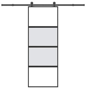 vidaXL Συρόμενη πόρτα με σετ υλικού 76x205 cm από γυαλί&Αλουμίνιο
