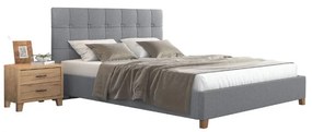 Κρεβάτι Νο64 για στρώμα 150x200cm επενδυμένο με ύφασμα Γκρι διπλό