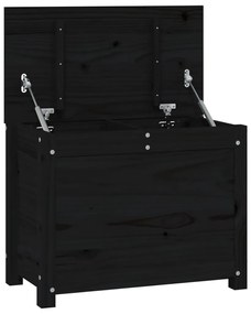 vidaXL Κουτί Αποθήκευσης Μαύρο 60x32x45,5 εκ από Μασίφ Ξύλο Πεύκου