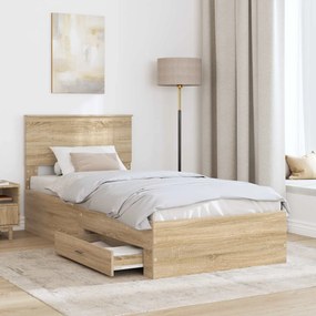 vidaXL Σκελετός Κρεβατιού Sonoma Δρυς 90 x 190 cm Επεξεργασμένο Ξύλο