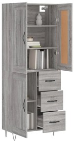 vidaXL Ντουλάπι Γκρι Sonoma 69,5 x 34 x 180 εκ. Επεξεργασμένο Ξύλο