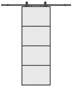vidaXL Συρόμενη Πόρτα με Μηχανισμό Μαύρο 76x205 εκ. Γυαλί ESG