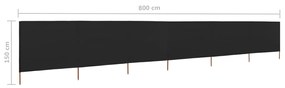 vidaXL Προστατευτικό Αέρα με 6 Πάνελ Μαύρο 800 x 120 εκ. Υφασμάτινο