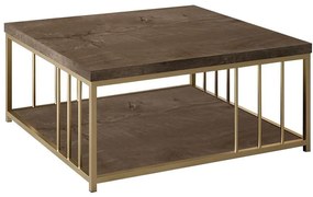 Τραπέζι Σαλονιού Zenn 618BLY1135 90x90x40cm Walnut-Gold
