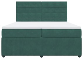 vidaXL Κρεβάτι Boxspring με Στρώμα Σκούρο Πράσινο 200x200εκ. Βελούδινο