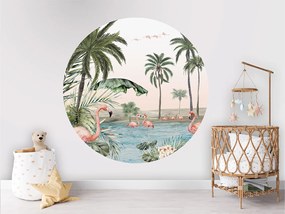 Flamingo Oasis Ταπετσαρια Τοιχου Ροζ Στρογγυλη 80cm